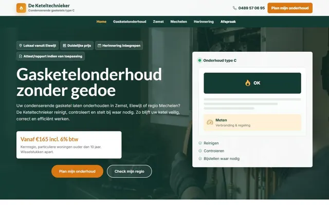 Startpagina van deketeltechnieker.be